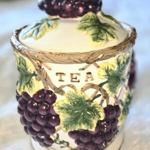 Vintage KK Raised Grape Vine Tea Canister MCM